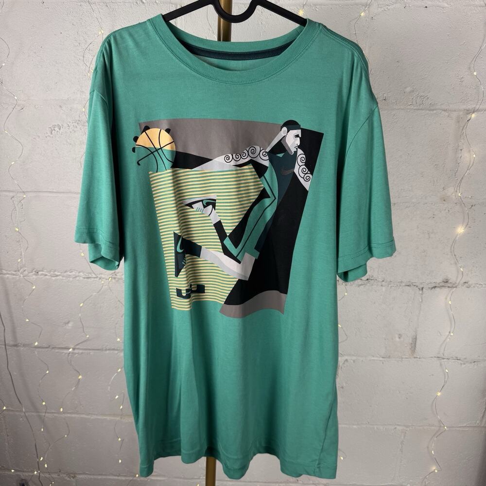 nike dri-fit men’s L green basketball graphic t-shirt cotton blend athletic